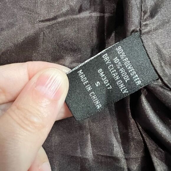 Cecico Brown Wool Blend Ruffle Hem Zip Up Button Closure Sz S Women’s - Picture 8 of 10